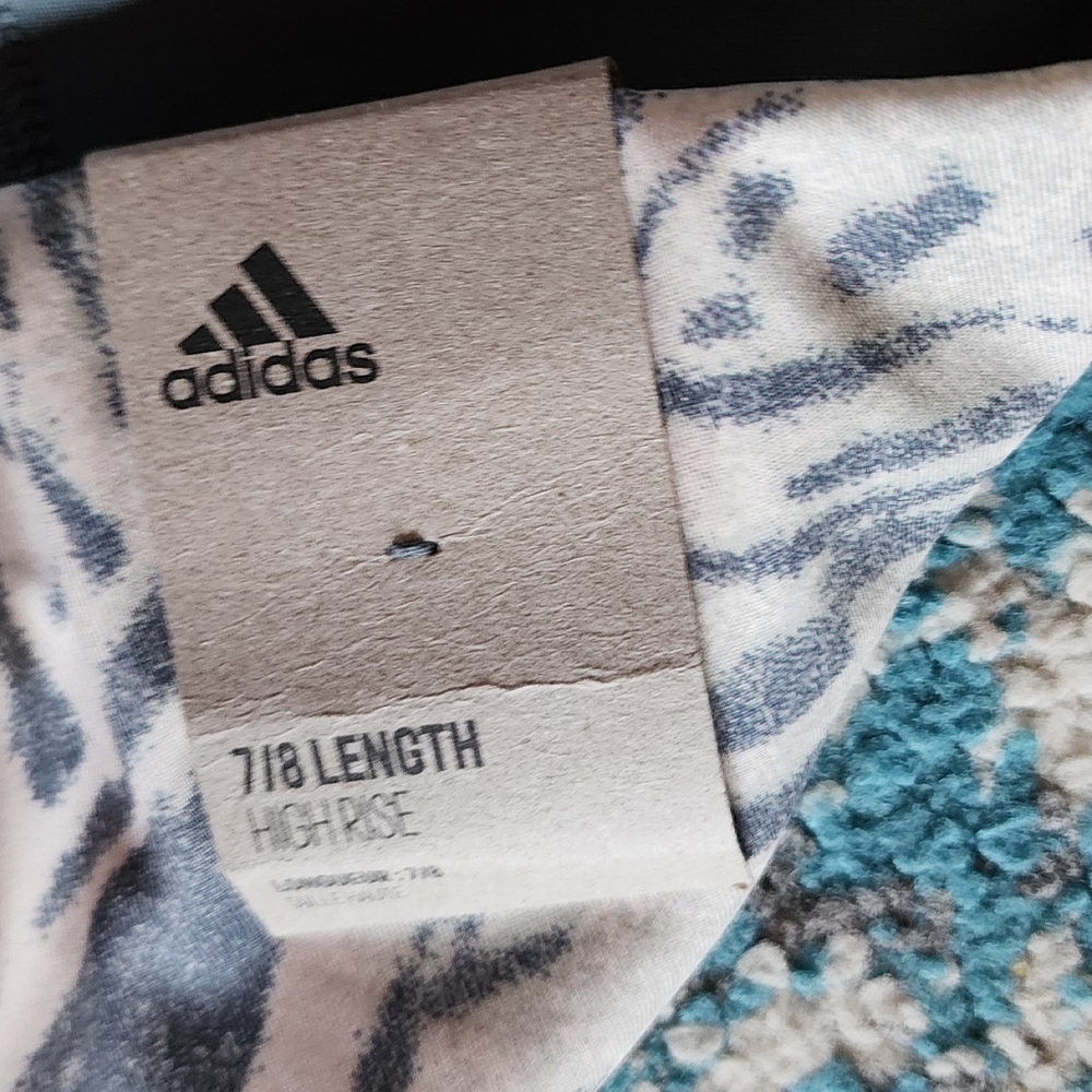 New Adidas x Zoe Saldana Aeroready Blue/Green 7/8 Training Leggings 2X - Picture 9 of 12